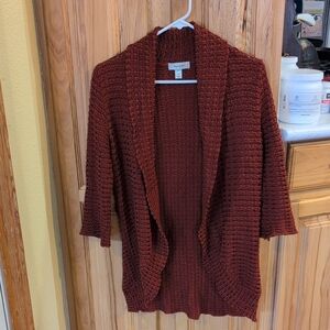 Dressbarn Rust Open Front Sweater Size Small